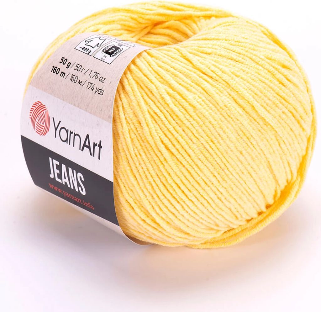 A ball of yellow yarn with a label.