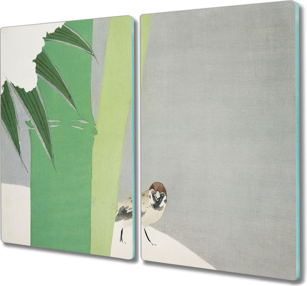 Coloray Hackbrett Küchenbrett Kochplattenabdeckung Schneidebrett Herdabdeckplatte 2x30x52 cm - Tier Vogel Spatz