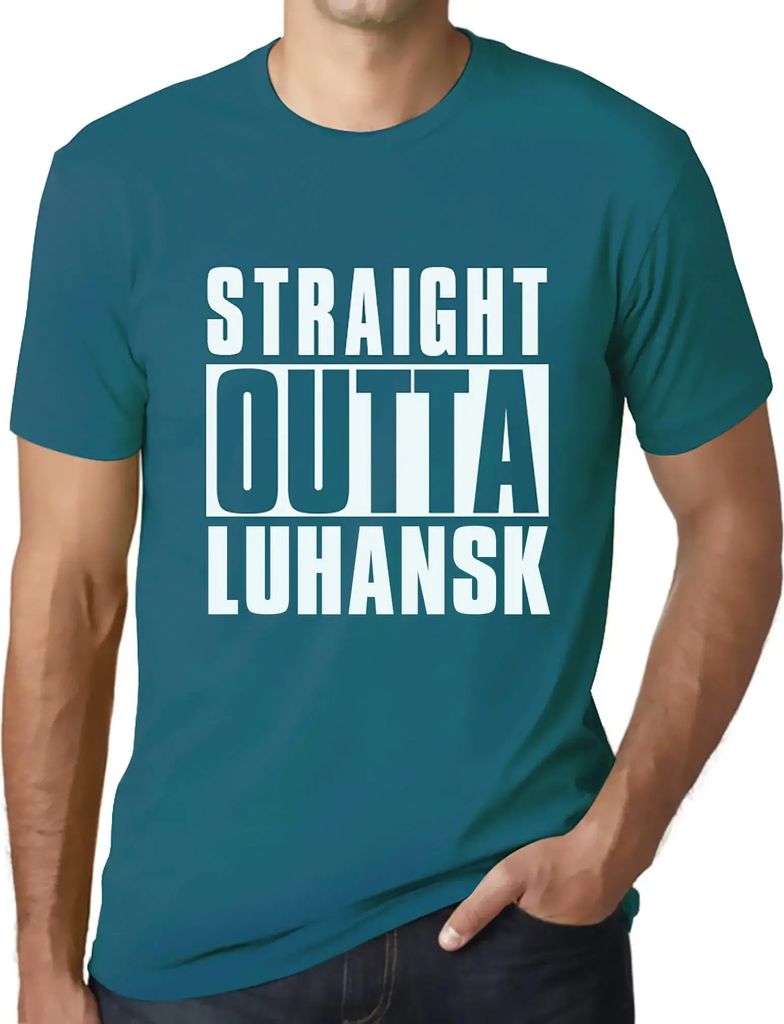 Herren Grafik T-Shirt Straight Outta Luhansk Öko-Verantwortlich Vintage Jahrgang Kurzarm Lustige Druck Geburtstag Geschenk Mann