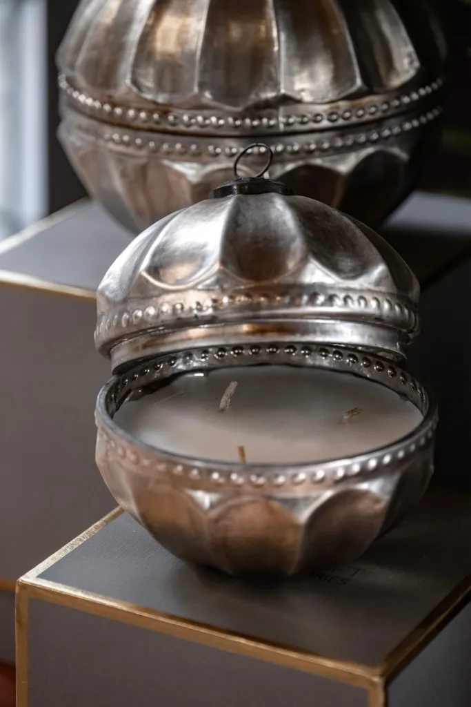 Boule de bougie décorative en verre mercurisé argenté 18cm KEYHOMESTORE - 4