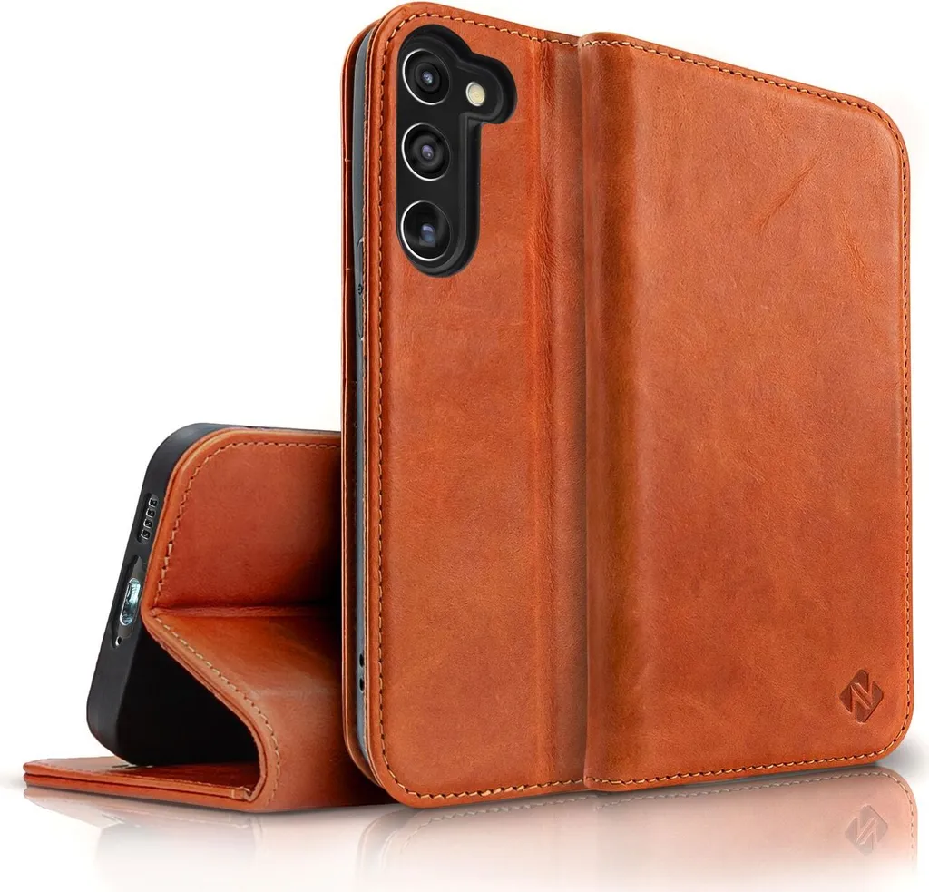 Custodia Samsung S23 Plus Vera Pelle Marrone RFID - Protezione 360