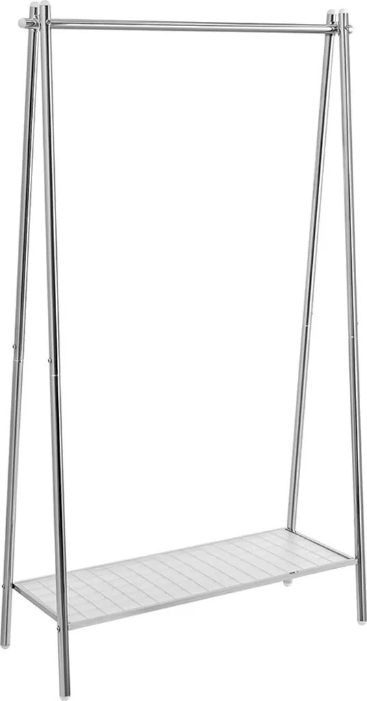 Fini le désordre avec ce porte-manteau en acier stable à tablette argentée