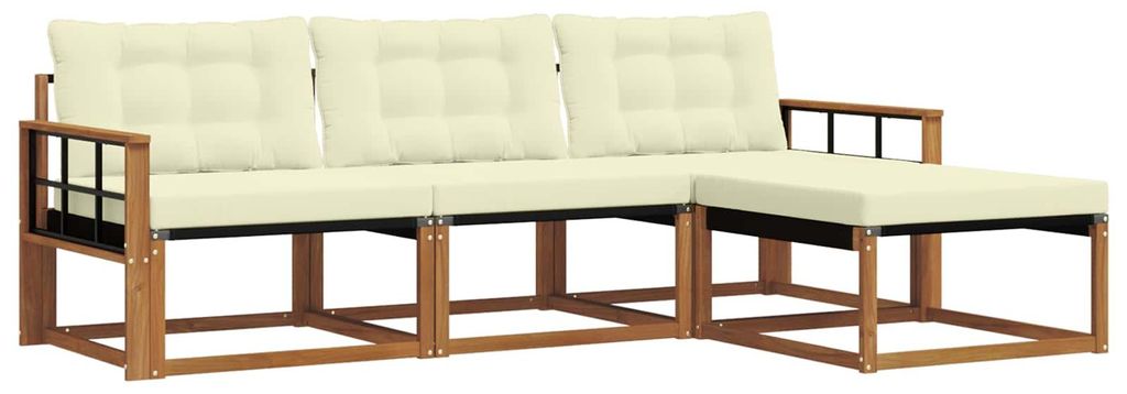 vidaXL Outdoor-Sofagarnitur mit Kissen 4 pcs Natur und Creme