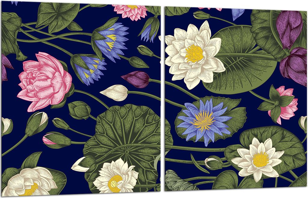 Herdabdeckplatten 2x40x52 Glaskeramikkochfeld 2-Teilig Glas Spritzschutz Blumen