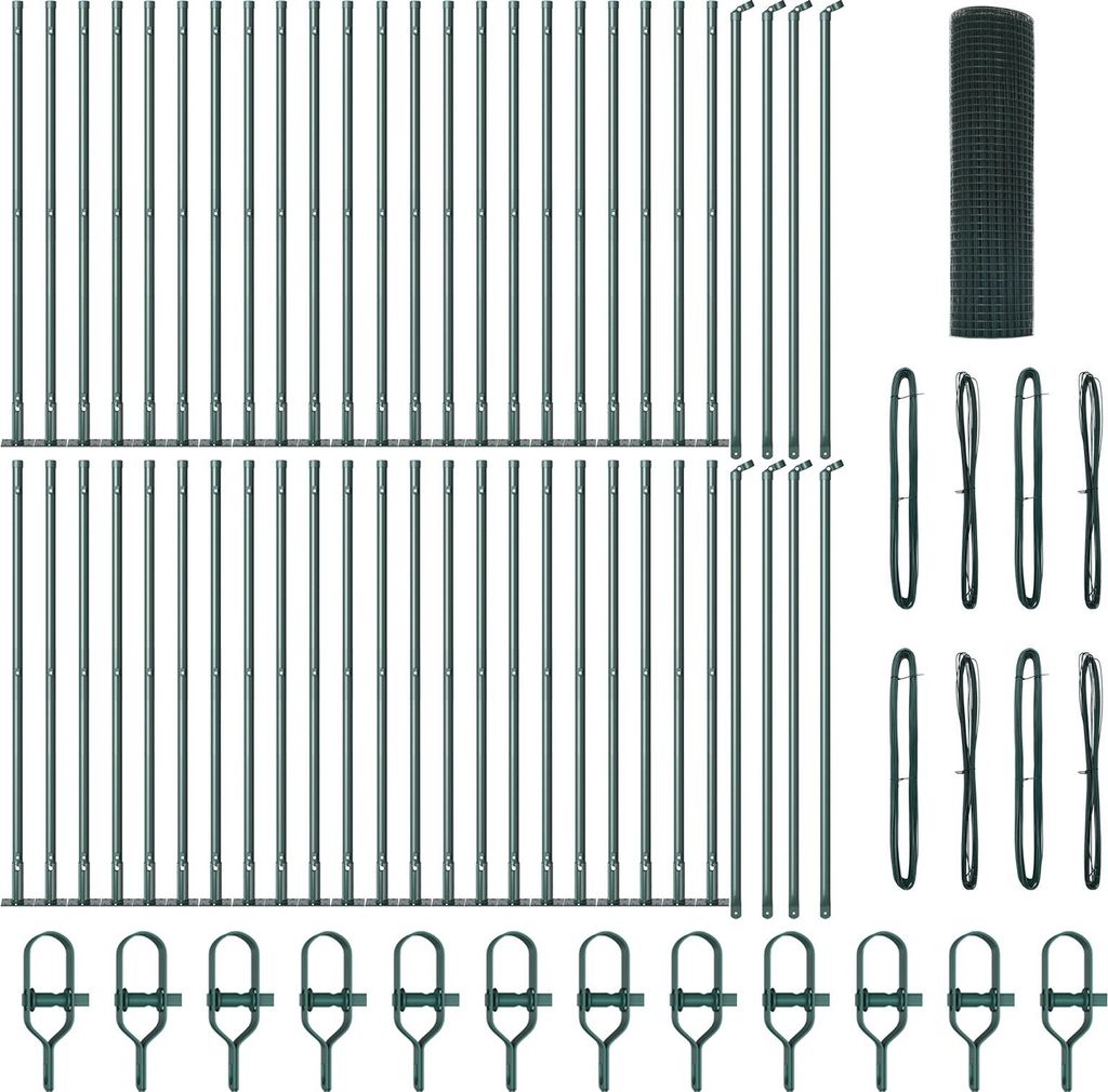 Möbel Geschweißter Drahtzaun mit 13 Flanschpfosten Grün 0.8x100 m Stahl - Metallzäune 3352499