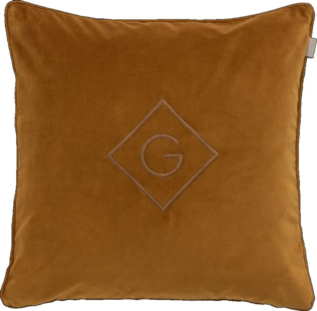 Coussin en velours GANT Velvet G 50x50 Suede Brown avec logo brodé G