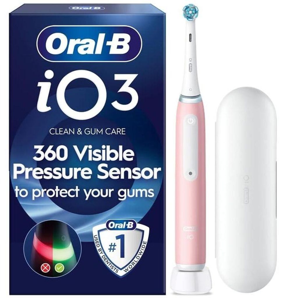Oral-B iO Series 3 Elektrische Zahnbürste Blush Pink mit Reiseetui Set
