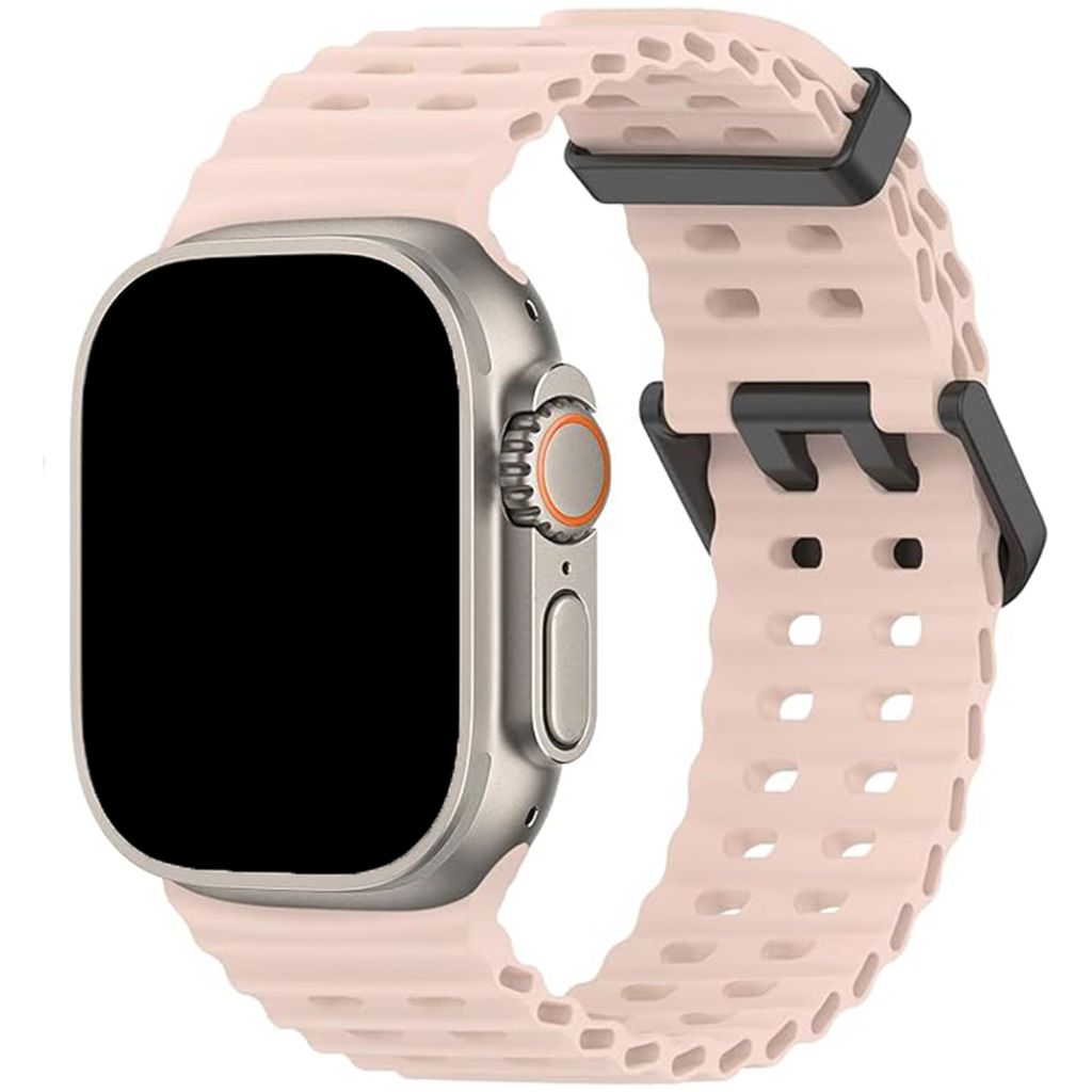 FFO2World Ocean Sport Band - Kompatibel mit Apple Watch 49mm 46mm 45mm 44mm 42mm - Rosa - Atmungsaktives, weiches Silikonband für Männer & Frauen