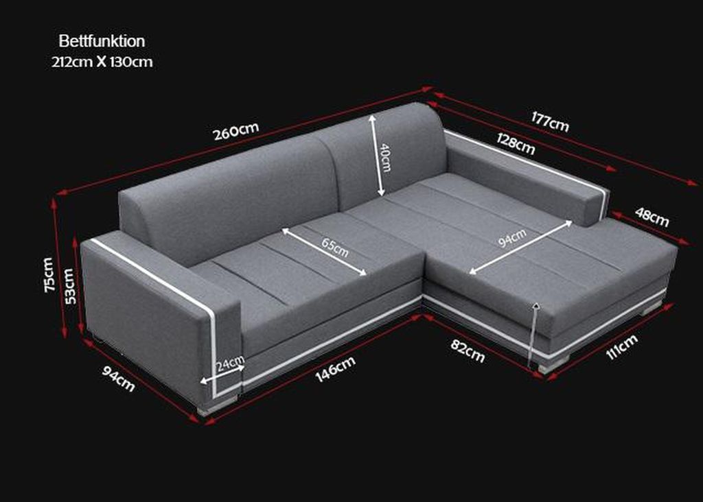Sofa Schlafsofa Designer Sofa mit Bettfunktion + Bettkasten Ecksofa Couch NEU