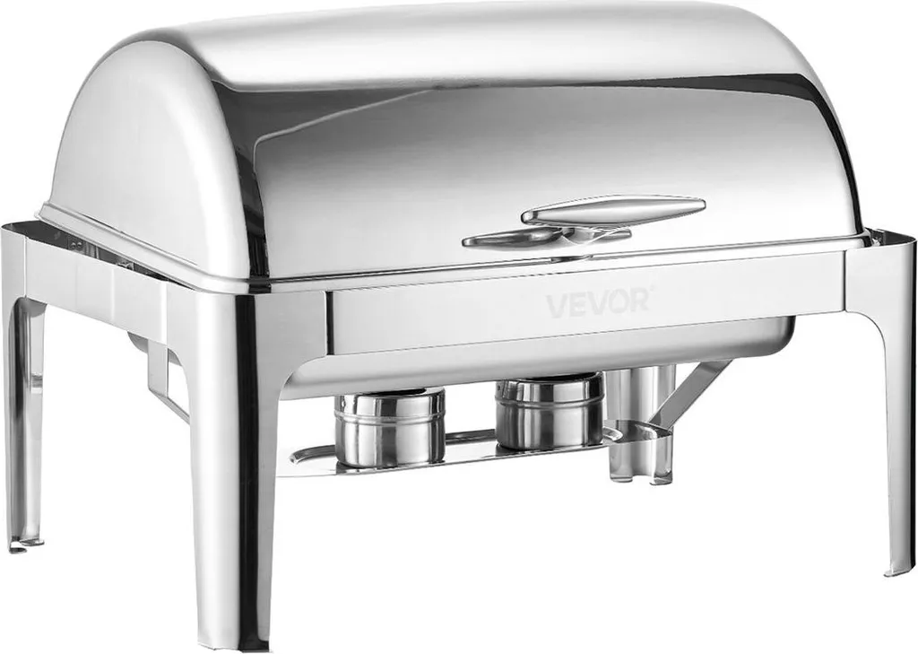 Chafing Dish Inox 9L avec Couvercle Escamotable et Bac Pleine Grandeur
