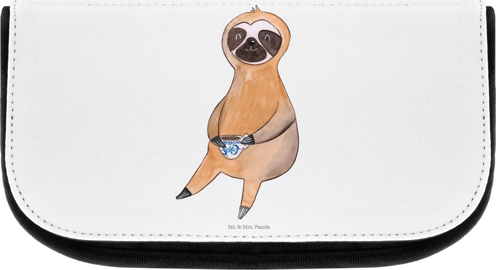 Mr. & Mrs. Panda Waschtasche Faultier Kaffee - Weiß - Geschenk, Schminktasche, Coffeeaddict, Coffee, Kaffeetasse, Kulturbeutel, Coffeelover, kosme...