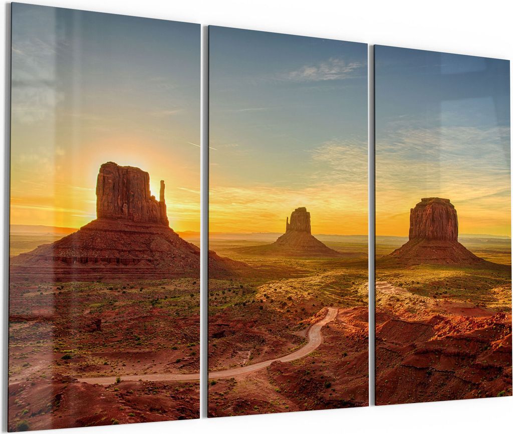DEQORI Glasbild Echtglas 3x50x100 cm 'Sandsteinformationen' Wandbilder XXL groß