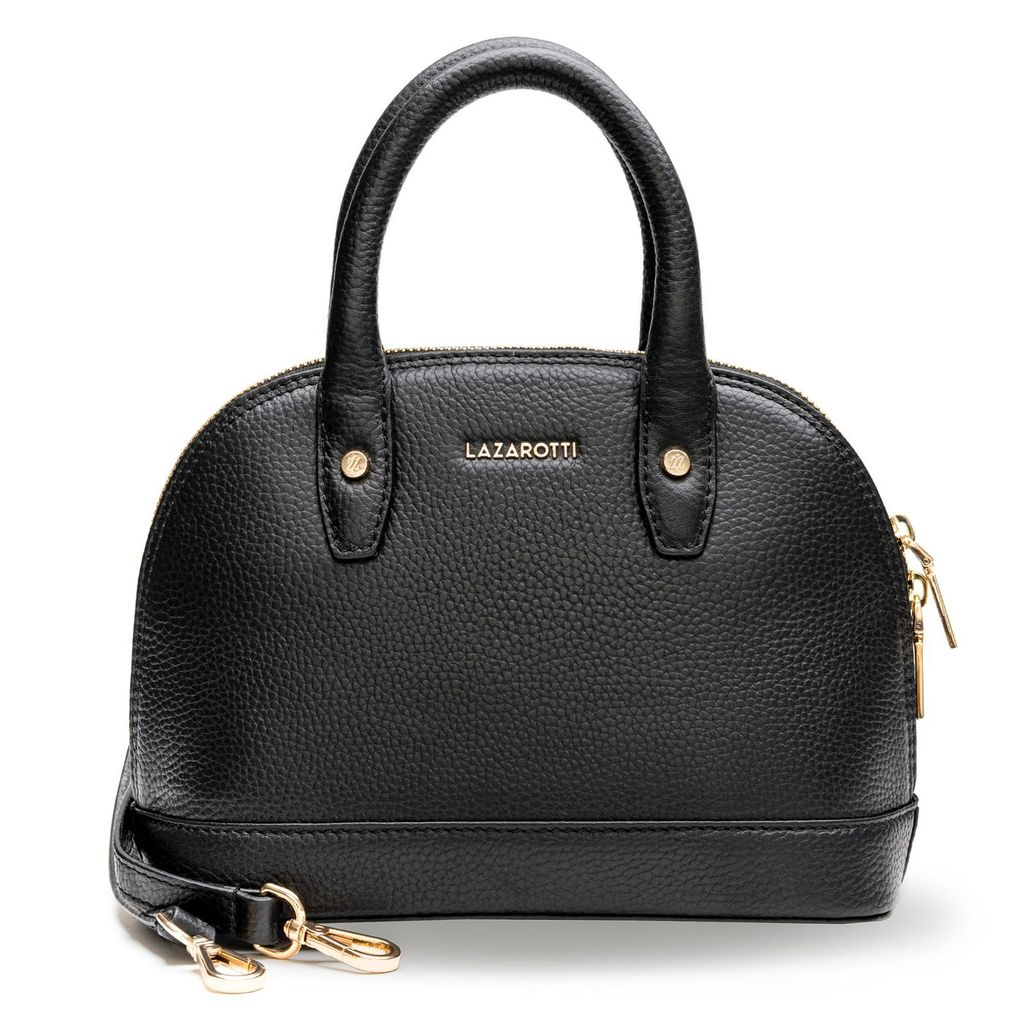 Lazarotti Leder Handtasche Umhängetasche Bologna Leather Handbag Black 2 schwarz