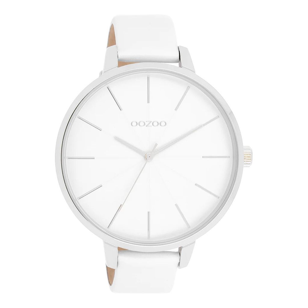Oozoo Armbanduhr weiß Leder Timepieces Damen Analog-Quarzuhr UOC11345