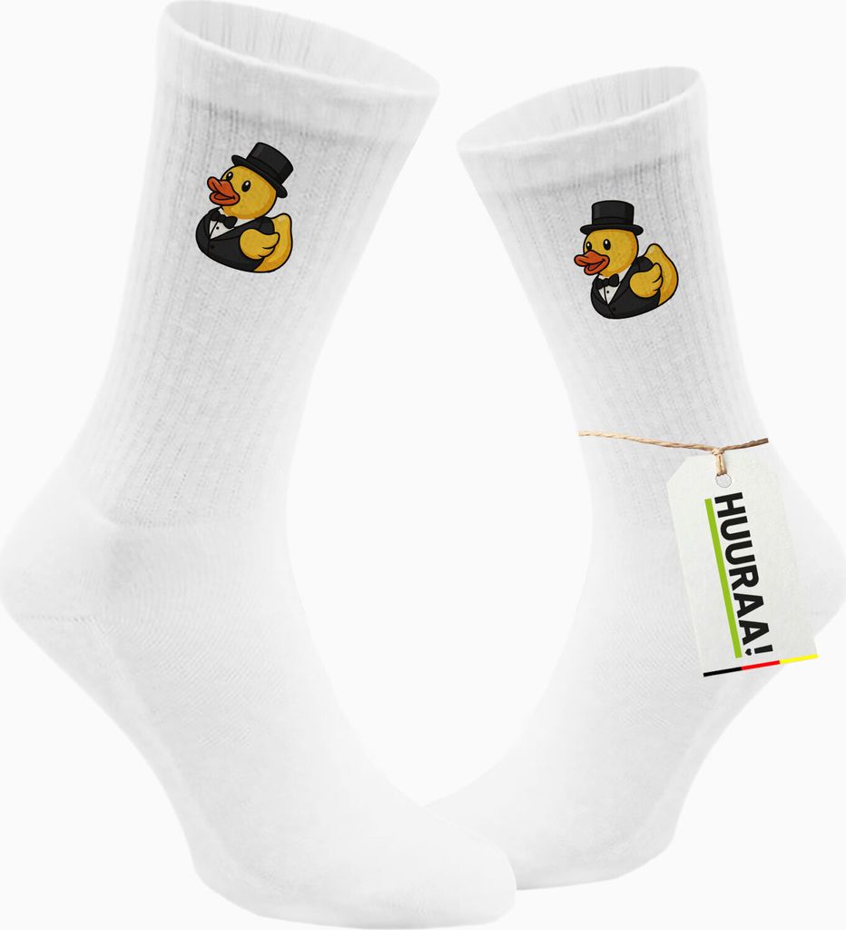 Huuraa Unisex Socken Quietscheente Bräutigam Gummiente Hochzeit 37/41 White Baumwolle Tennissocken Geschenkidee