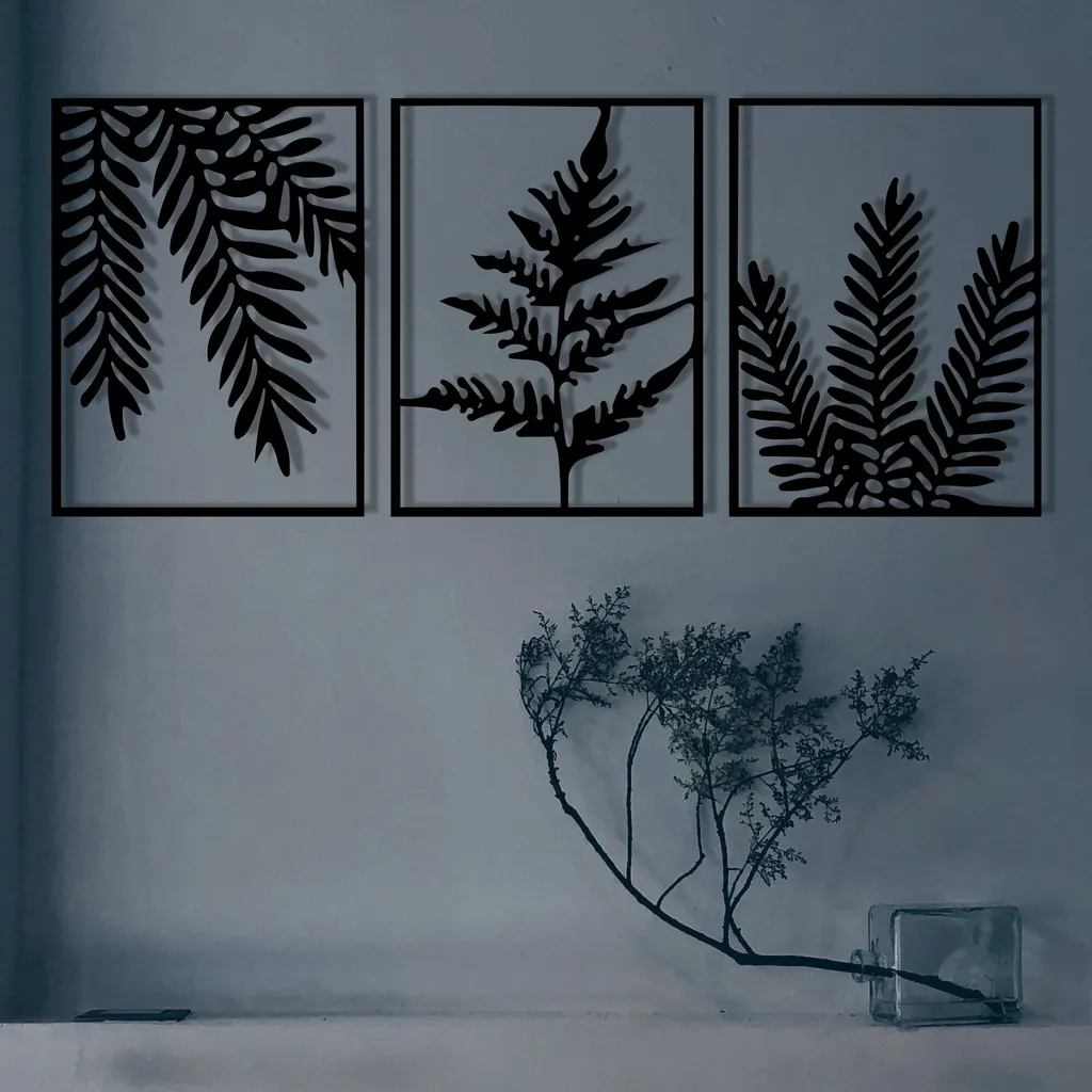 Décoration Murale en Métal Yakomoz Noir Panneau Design 118 x 50 cm