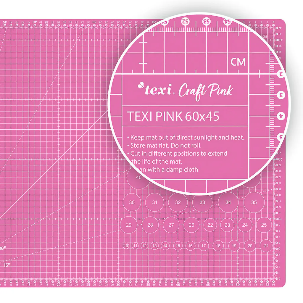 Tapis de coupe TEXI PINK 60 x 45 cm, structure 5 plis renforcée auto-cicatrisante