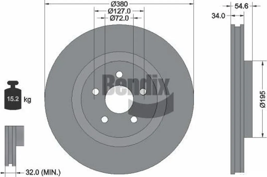Disque de frein anti-vibration BENDIX BDS1946HC Jeep Cherokee 5181513AB