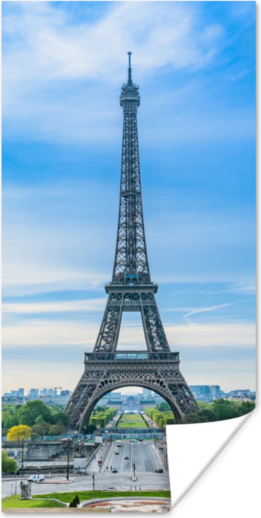 MuchoWow Poster Der Eiffelturm vor einer farbenprächtigen Kulisse 75x150 cm - Dekoration für die Wände