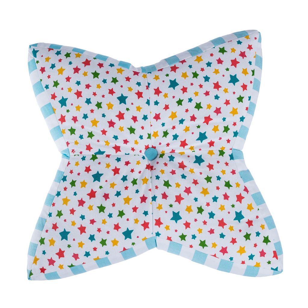 HOMESCAPES Kinder Bodenkissen Stern 100% Baumwolle mit Polyester Füllung bunt
