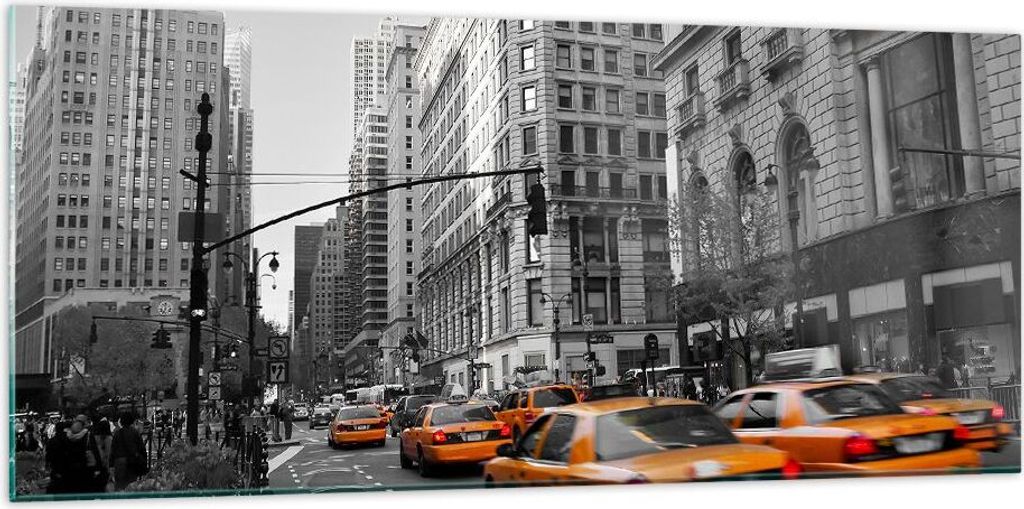 Bilder auf glas - Amerika New York City Straße - 120x50cm - Glasbilder - Wandbilder - Kunstdruck - zum Aufhängen bereit - Wanddekoration aus Glas...
