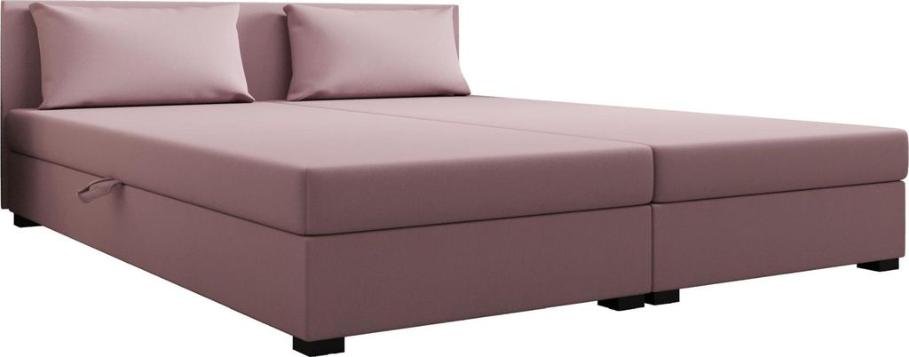 AURA SOFA Boxspringbett ROLAND DOUBLE 180x195 Komplett-Set mit Bonell Matratze, Polsterbett mit Bettkästen - Rosa, SAWANA 61
