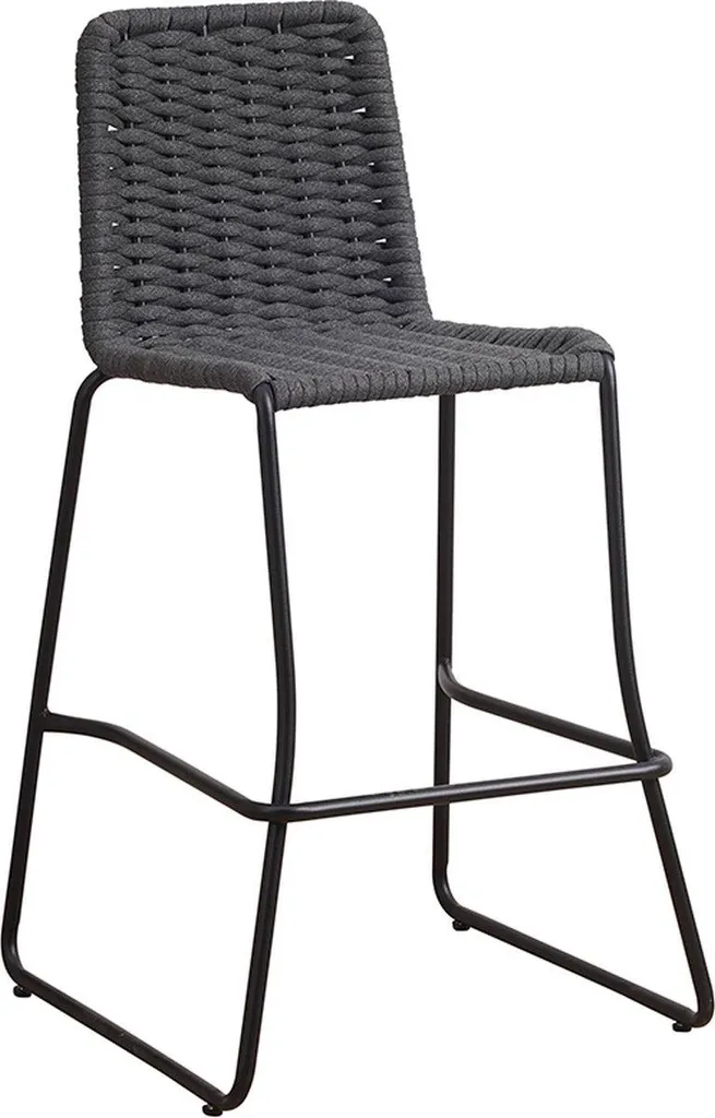 Tabouret de Cuisine pour Îlot Central 74cm en Rotin Tressé Anthracite