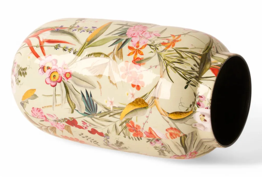 WinQ Vase en métal motif floral Ø16cm H31cm pour décoration romantique - 4