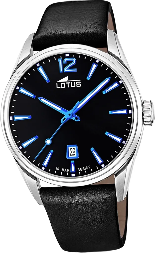 Lotus Orologio Uomo 18325/2 – Quarzo, Cassa In Acciaio, Quadrante Nero, Cinturino In Pelle, 40.5 Mm