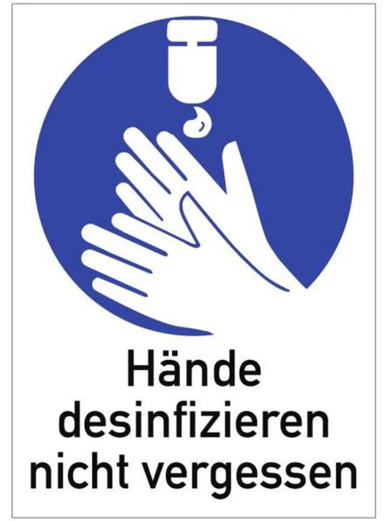 Dreifke Gebotsschild Hände desinfizieren nicht vergessen, Kombischild, Kunst...