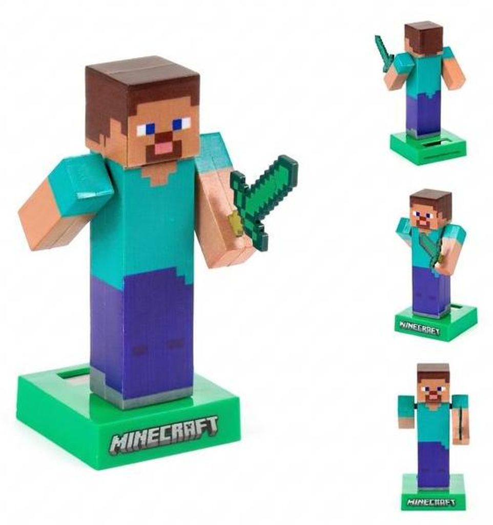 Minecraft Steve Schwert Solar Wackelfigur Solarfigur Gaming Videogame Spiel Kult