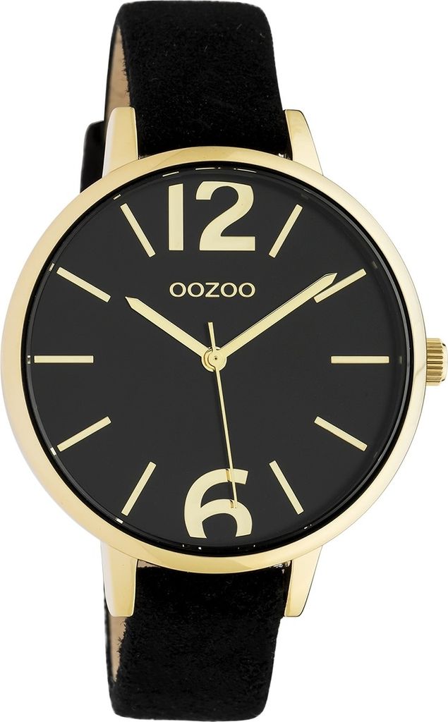 Oozoo Armbanduhr schwarz Leder Timepieces Damen Analog-Quarzuhr UOC10836