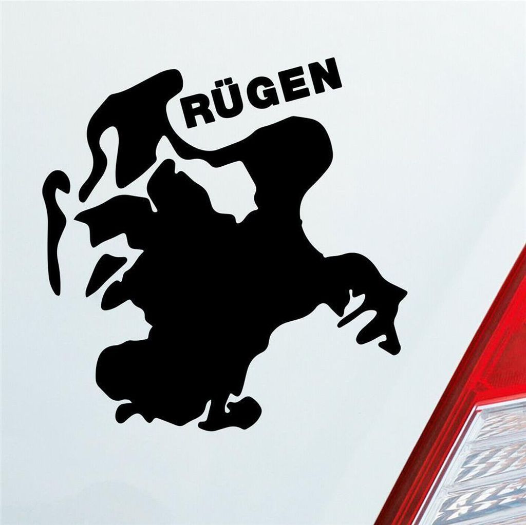 Auto Aufkleber Rügen Spaß Insel Deutschland Urlaub 10x9 cm Schwarz Matt Sticker Heckscheibenaufkleber