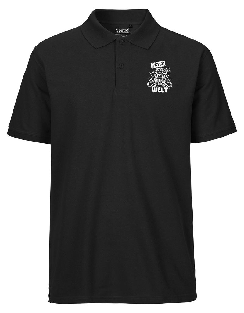 Huuraa Herren Polo Shirt Bester Papa der Welt L Black Bio Baumwolle Fairtrade Poloshirt Geschenkidee