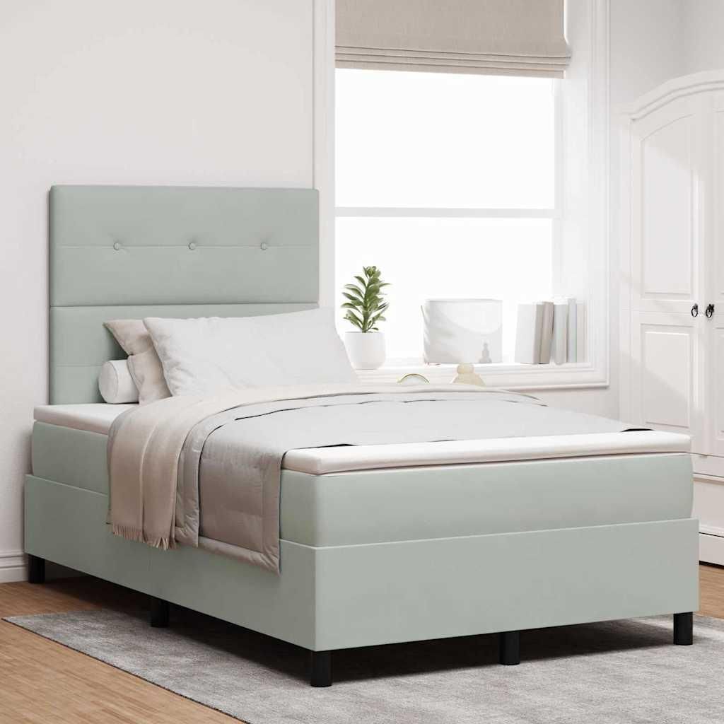 Maison Exclusive - LED Boxspringbett mit Matratze Hellgrau 120 x 200 cm Samt