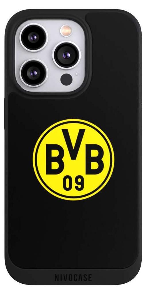 NIVOCASE Handyhülle für Apple iPhone 14 Pro Hülle NIVOpure Case Schwarz BVB Borussia Dortmund Logo