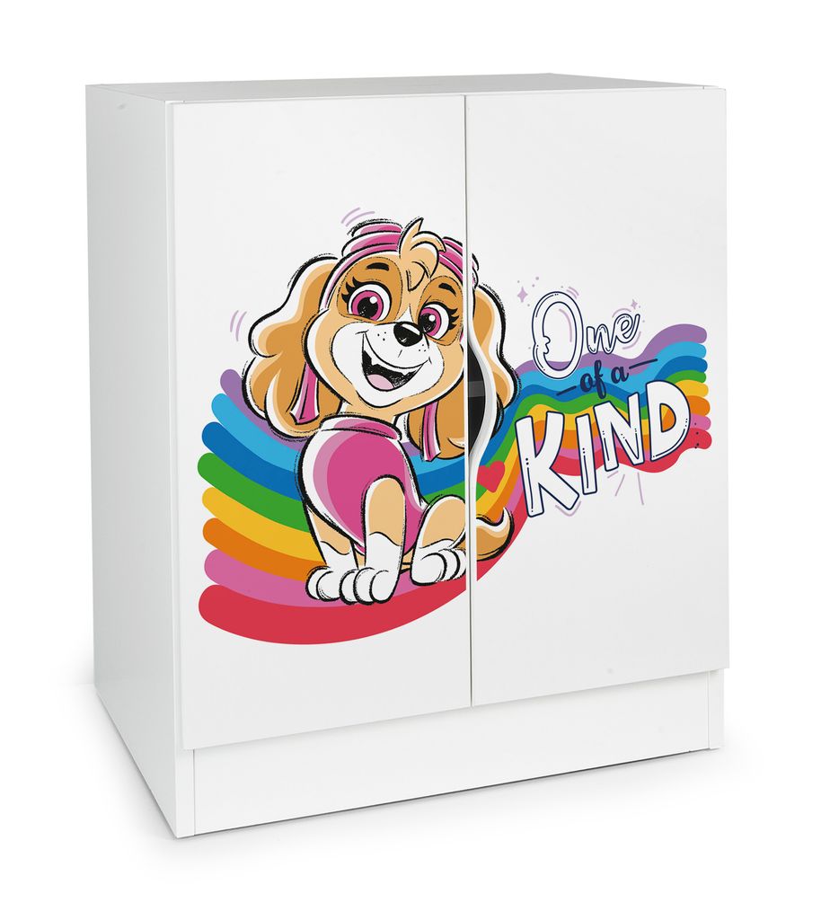 Furni Masters Kommode Kinderschrank 60 cm breit mit Paw Patrol Charaktere Skye Mehrzweckschrank für Kinderzimmer