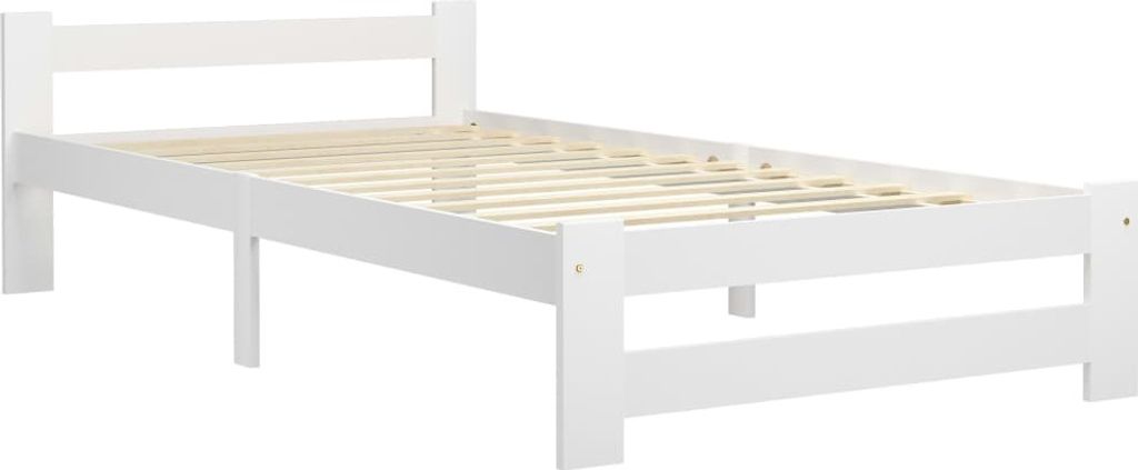 vidaXL Lit en bois massif pin blanc 90x200 cm Image du produit 