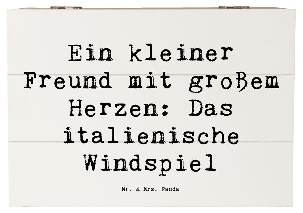Mr. & Mrs. Panda Holzkiste Spruch Italienisches Windspiel 22 x 15 cm - Weiß - Geschenk, treuer Begleiter, Hunderassen, elegante Hunderasse, Famili...