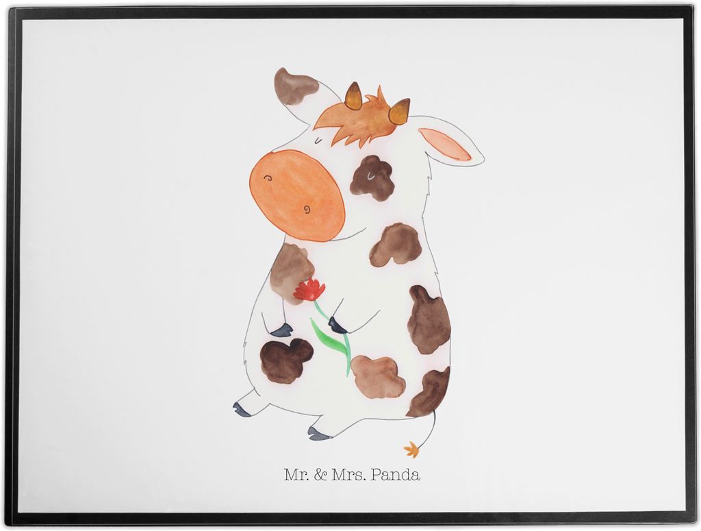 Mr. & Mrs. Panda Schreibunterlage Kuh - Weiß - Geschenk, Kühe, bastelunterlagen, Spruch, Motivtion, schreibtischunterlagen, Bauernhof, schreibtis...