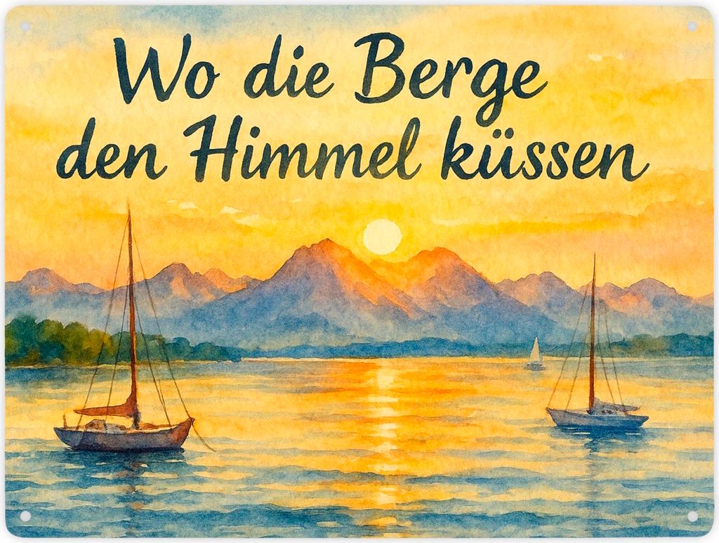 Alpenblick Starnberger See Wo die Berge den Himmel küssen Metallschild XXL in