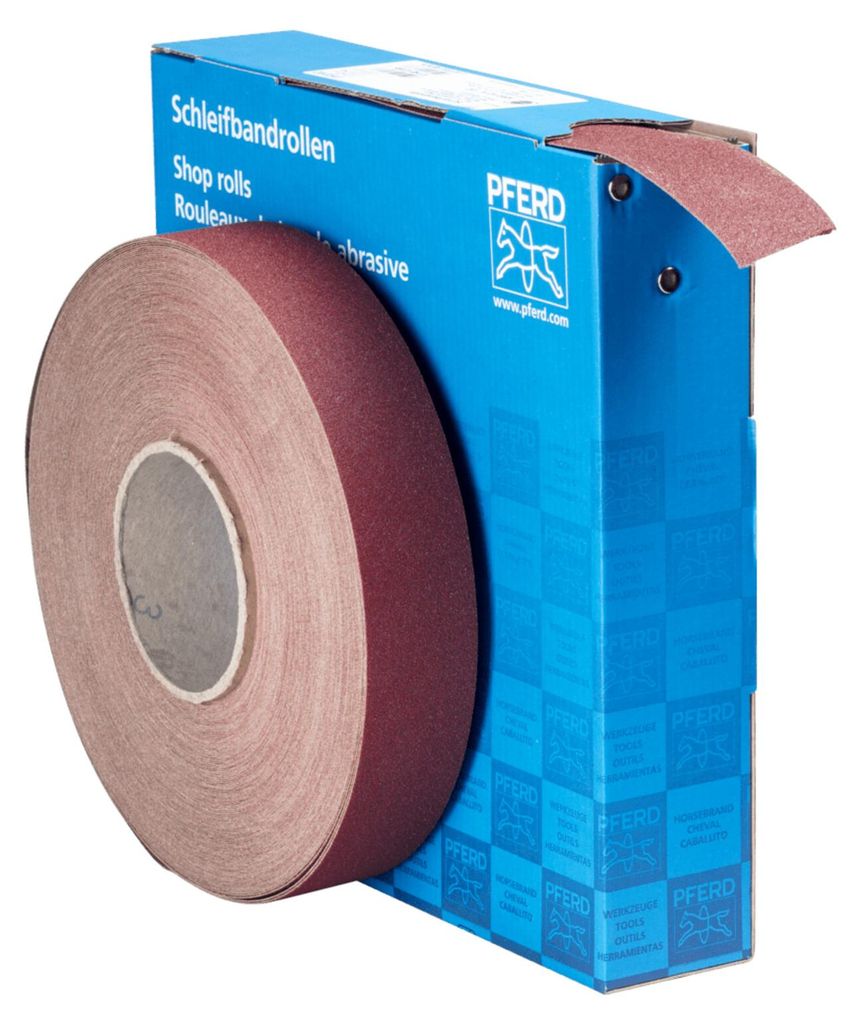PFERD TOOLS Korund Schleifbandrolle Gewebe SBR Breite 40mmxLänge 50m A100 für universelle Anwendung