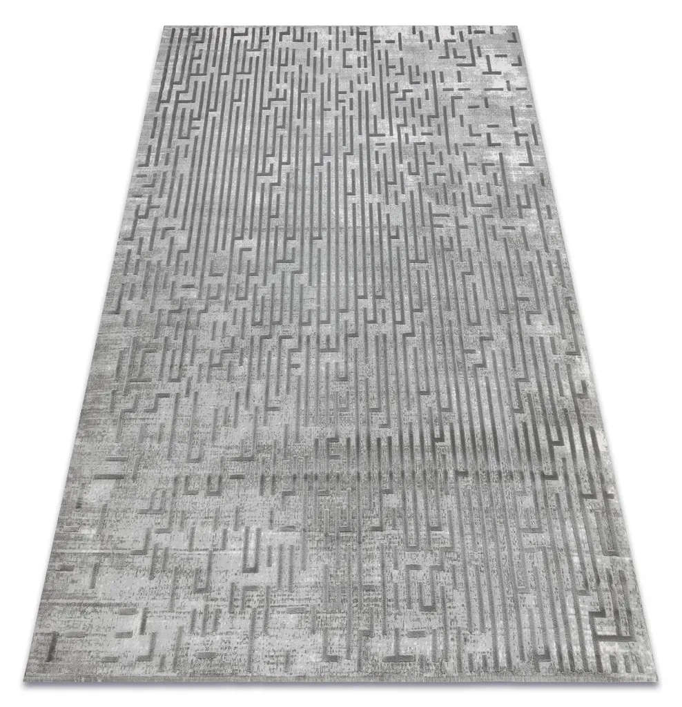 Grand Tapis de Couloir Gris Vintage AKRYL VALS 80x300 cm en Acrylique