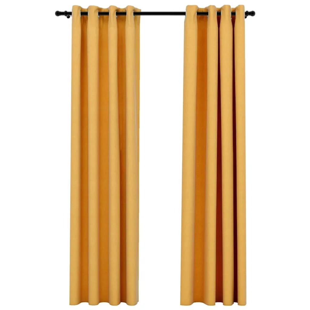 Set 2 Tende Oscuranti vidaXL Gialle 140x225 cm - Effetto Lino