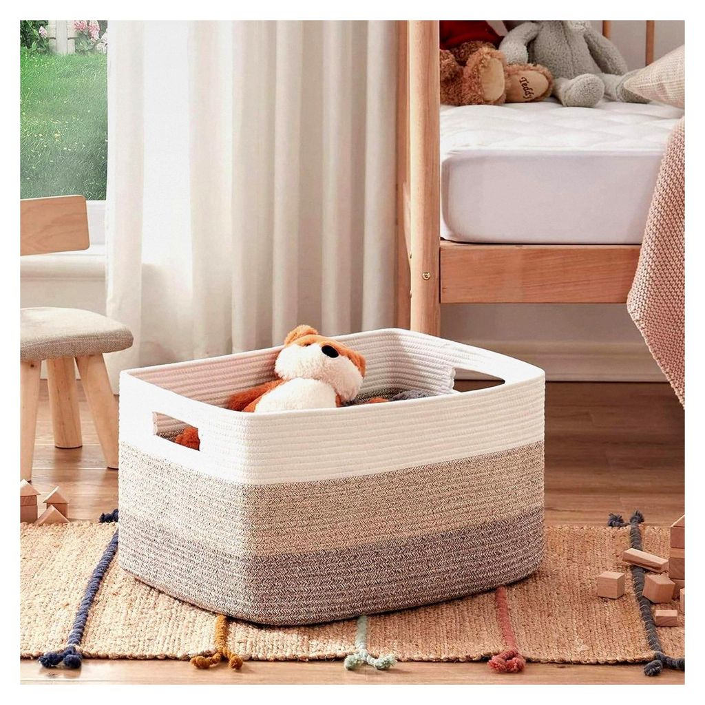 Gewebter Aufbewahrungskorb aus Baumwollseil für Regale, Schränke und Kinderzimmer, Nachbildungative Körbe für Spielzeug, Bücher und Schuhe