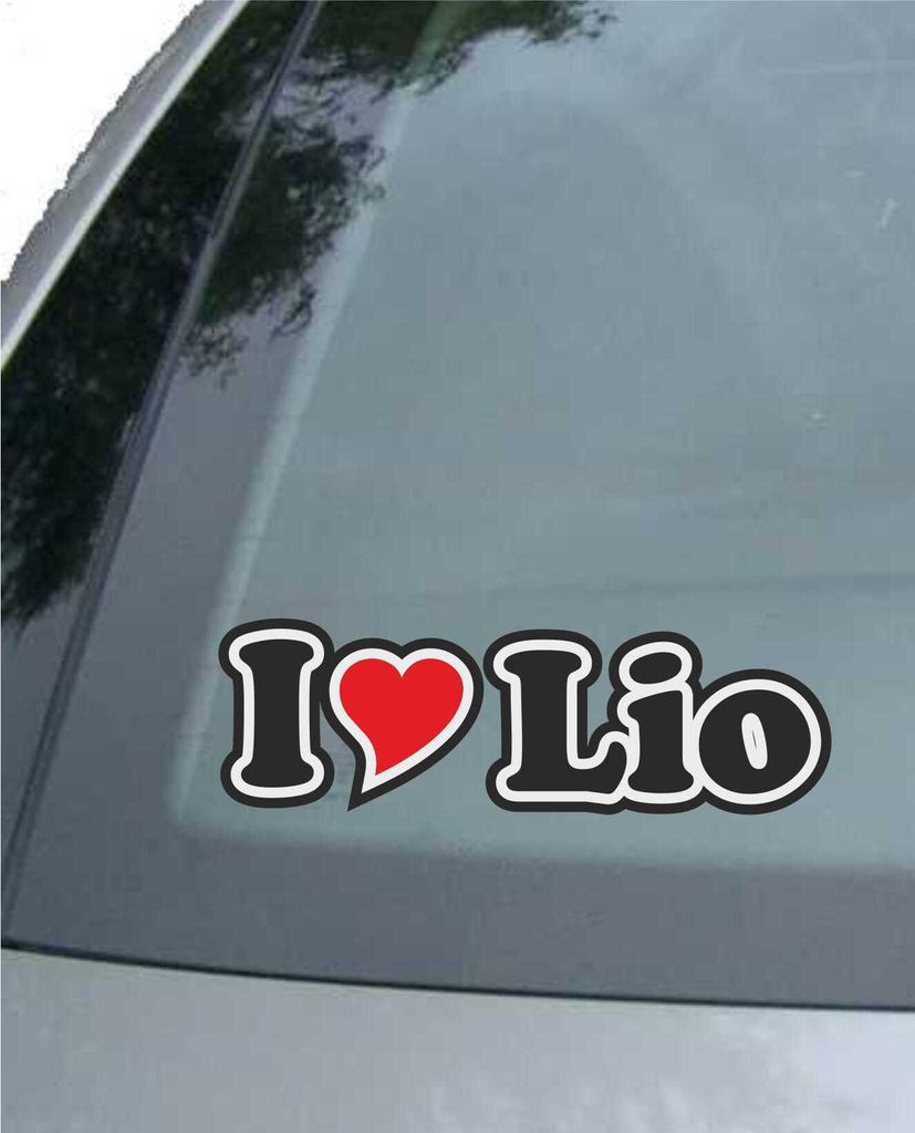 INDIGOS UG - Aufkleber / Autoaufkleber I Love Heart - Ich liebe mit Herz 15 cm - I LOVE Lio - Auto LKW Truck - Sticker mit Namen vom Mann Frau Kind