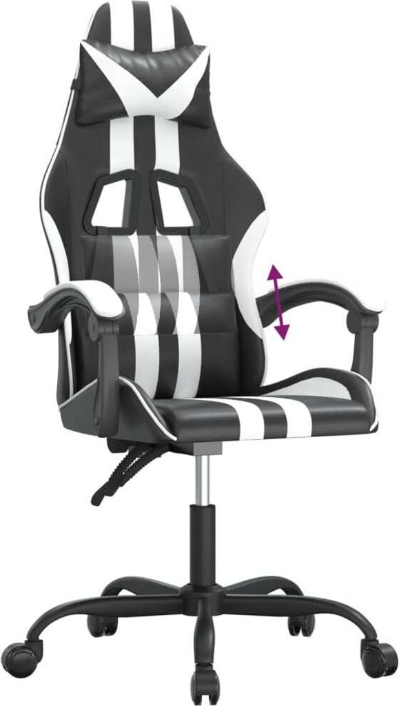 Gaming-Stuhl Schwarz und Weiß Kunstleder