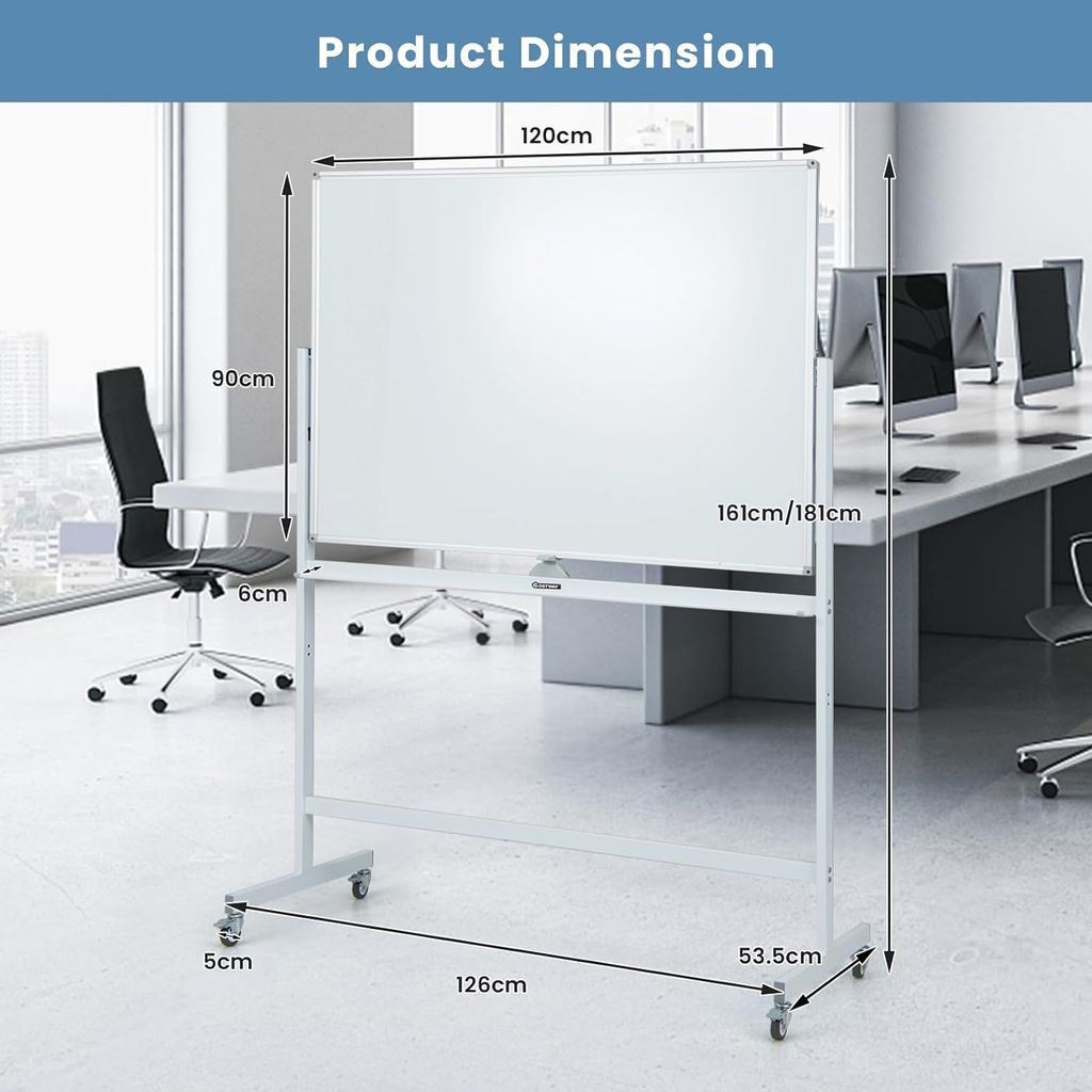 COSTWAY Doppelseitiges Mobiles Whiteboard Kaufland de costway-doppelseitiges-mobiles-whiteboard-kaufland-de