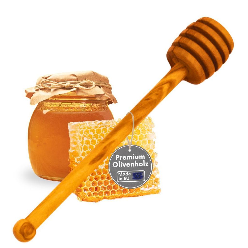 Premium Honiglöffel Olivenholz 16 cm, Nachhaltiges Küchenzubehör