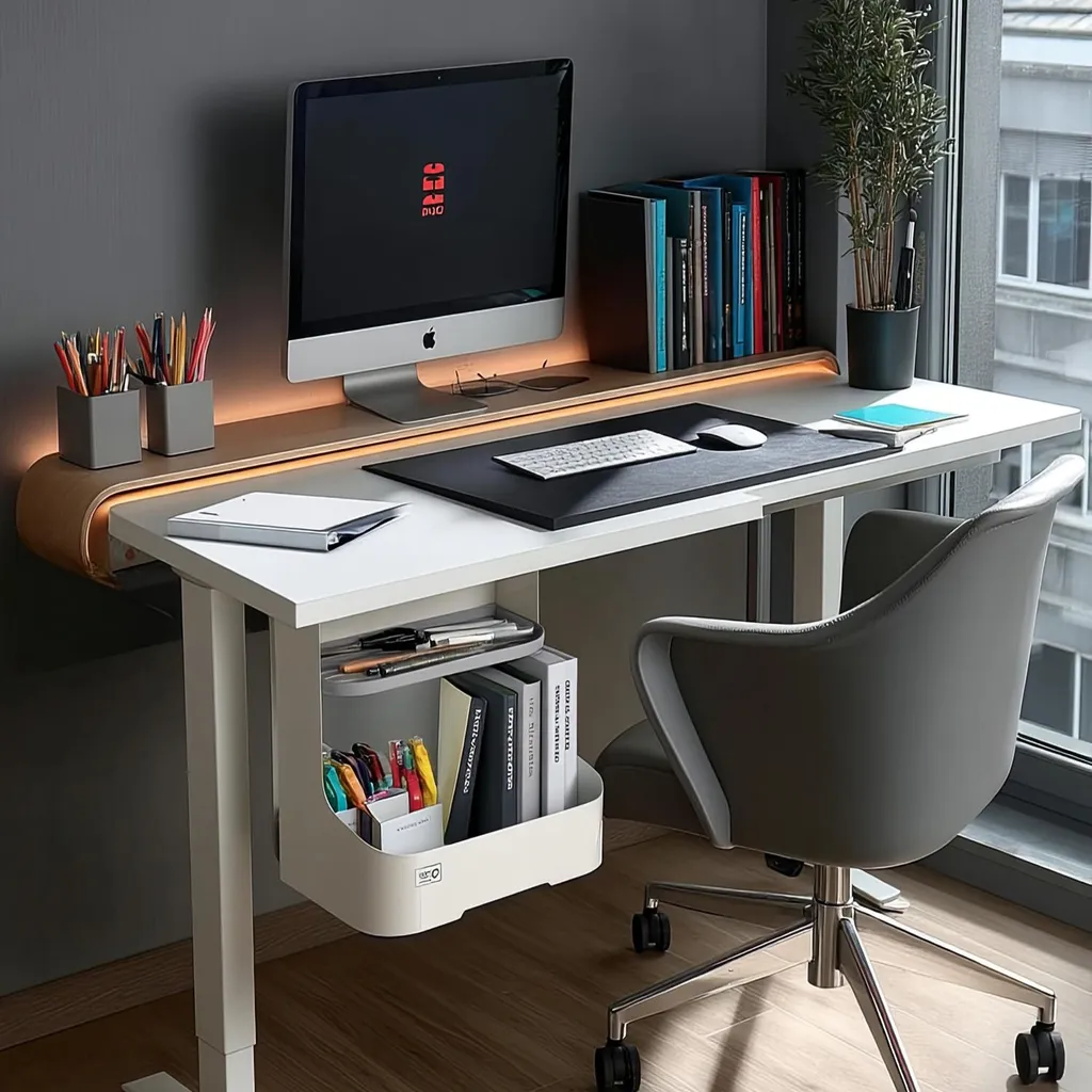 Optimisation poste de travail rangement sous bureau pour télétravail - 12